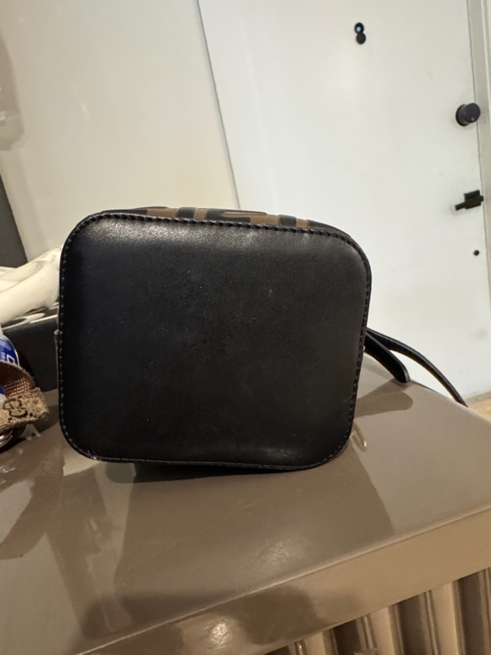 Fendi Brown FF Logo Mini Bucket Bag with Gold Hardware - Picture 10 of 12